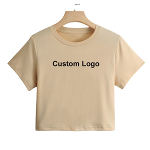 Camiseta de Manga Corta con Cuello Redondo para Mujer, Top Básico Informal, Venta al Por Mayor OEM - Product Image 2