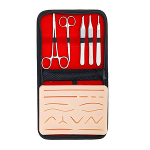 Kit d'entraînement à la suture avec peau d'entraînement en silicone réutilisable, ensemble complet d'instruments de suture, porte-aiguille, forceps, ciseaux - Product Image 6