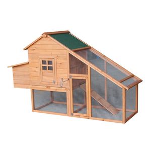 Pollaio e Gabbia per Conigli in Legno a Due Livelli Impermeabile da 75 Pollici, Usato, con Vassoio Raccogli Uova e Recinto Esterno - Product Image 5