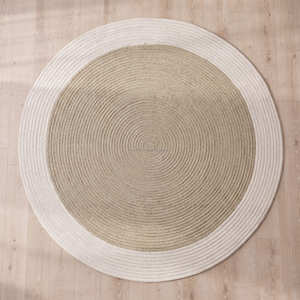 Tapis rond en corde de coton bicolore pour salon contemporain, salle familiale et appartement moderne - Product Image 5
