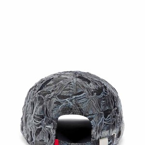 Washed Denim Baseball Cap 6-Panel Unisex Adjustable Distressed Checkered Pattern Street Style Casual <b>Hat</b> Spring <b>Summer</b> - Product Image 6
