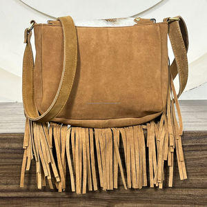 Wholesale Products Cowhide Suede Leather Fringe <b>Bag</b> High Quality Leather Women Shoulder & Crossbody Handbag With Turquoise Stone - Product Image 5