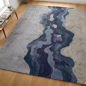 Juego de Alfombras de Lana/Seda con Diseño Abstracto Tradicional, Hechas a Mano, con Base de Yute Ecológica y Antideslizante, para Oración y Picnic - Product Image 2