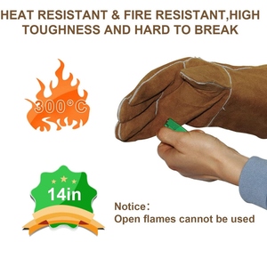 Gants de soudage en cuir de vachette résistant à l'abrasion, de couleur marron, ignifuges, pour la sécurité des mains, gants de construction - Product Image 4