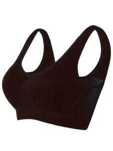 Ladies Seamless Airflow <b>Mesh</b> Sports <b>Crop</b> <b>Top</b> Ruched Bust Center Wide Band Workout Bralette High Elastic Fitness Garment - Product Image 6