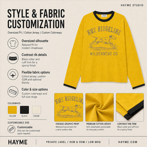 Camiseta de Manga Larga para Hombre, Cuello Redondo, Color Amarillo, con Detalles en Contraste, Estampado Gráfico de Perro, Estilo Casual - Product Image 4