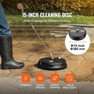 Accessorio Universale per Pulizia Superfici da 15 Pollici per Idropulitrici fino a 4000 PSI Max, 2 Prolunghe con Attacco Rapido da 1/4 di Pollice - Product Image 2