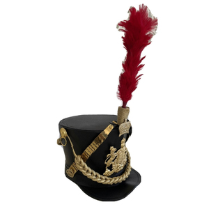 Chapeaux Shako Napoléoniens Français avec Plume en Cuir de Vachette Imperméable pour Reconstitutions Historiques, Décoratifs pour Bandes de Marche et Usage Quotidien Décontracté - Product Image 4