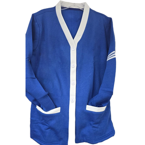 Cardigan en polaire bleu et blanc Zeta pour femmes, universités et collèges, sororités et fraternités. - Product Image 1