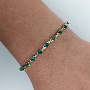 Emerald Claw Prong Tennis Bracelet 925 Sterling Silver 14K Gold Plated Fully Customizable Luxury Jewelry - Product Image 1