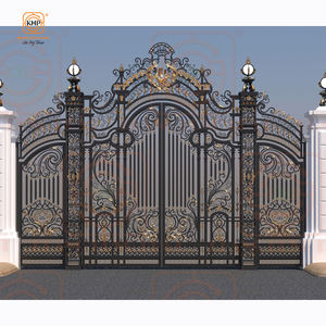 Portails d'entrée de luxe sur mesure en fer forgé, forgés à la main, galvanisés à chaud, antirouille, antivol, double porte pour villa - Product Image 2