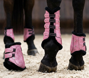 Protector de Tendones para Caballo, de Tela Brillante Rosa, con Neopreno Elástico, Color Personalizado, Ligero y Acolchado - Product Image 4