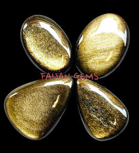 Pierres précieuses en vrac de haute qualité Obsidienne dorée Agate Cabochon Dendrite Hauteur élevée de l'article Naturel - Product Image 3