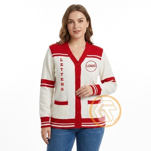 GREEK TREASURES Cardigan d'hiver personnalisé en acrylique Delta avec appliques brodées, col en V, respirant, pour femmes de la sororité Sigma - Product Image 1