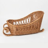 Panier de Noël en rotin tressé à la main en forme de traîneau du Père Noël, plateau de rangement décoratif pour les fêtes