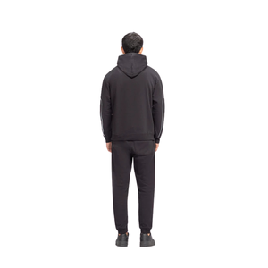 Sweat à capuche unisexe noir et gris, coupe ample, en mélange de coton et polaire, manches longues, décontracté, hiver, coupe classique, poches avant, séchage rapide - Product Image 2