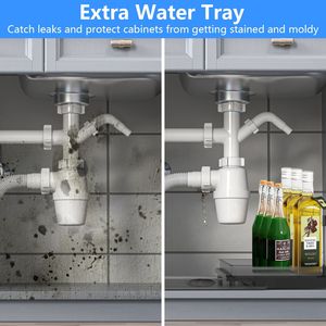 Organizzatore Estraibile a 2 Livelli per Sotto Lavello, Mensole Scorrevoli a L per Armadietti da Bagno e Cucina, Vassoio Scorrevole - Product Image 5