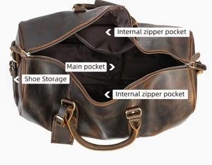 <b>Leather</b> Weekender Duffel <b>Bag</b> with Zipper Closure Handmade Vintage Travel Carry <b>Bag</b> for <b>Men</b> Heavy Duty <b>Leather</b> <b>Bag</b> <b>Leather</b> - Product Image 4