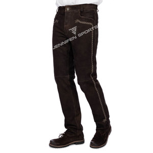 Nouveau pantalon Lederhosen Trachten bavarois pour homme, décontracté, taille mi-haute, teint en pièce, costume d'Oktoberfest allemand, en cuir véritable - Product Image 2