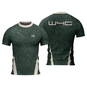 Camiseta de Compresión de Manga Corta para Hombre, con Rayas Rojas y Azules, de Secado Rápido, Cuello Redondo, Estampado por Sublimación, Corte Regular, para Gimnasio, Protección UV - Product Image 6