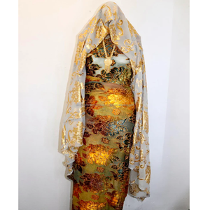 Dirac en velours Maqbal nuptial somalien élégant avec motif de feuilles et paillettes dorées par fabrication indienne pour une occasion spéciale - Product Image 1