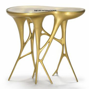 Ensemble de 2 tables d'appoint rondes avec cadre en métal brillant, plateau en verre, design moderne, meubles décoratifs de luxe pour le salon - Product Image 6