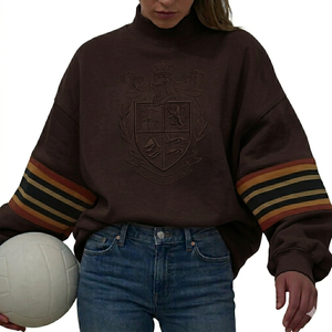 Women Loose Fit Oversized <b>Mock</b> <b>Neck</b> <b>Top</b> Warm Cozy Relaxed Profile Comfortable Daily Wear Modern Clothing - Product Image 1