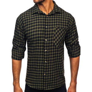 2026 Wholesale Custom Logo And Design Streetwear Boxy Fit Sun Faded Long Sleeve Men Baggy <b>Patchwork</b> Color Plaid Flannel <b>Shirt</b> - Product Image 2