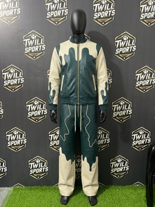 Fashion Streetwear Premium Genuine Leather Winter Hooded Plus Breathable Tracksuit Set Luxury Leather Jacket <b>Trouser</b> Tracksuit - Product Image 2