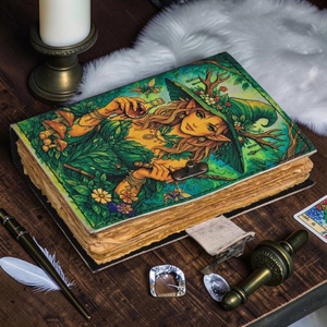 Personalized Gothic Printed Leather Journal, Raven Girl Artwork Notebook Handmade Floral <b>Diary</b> Deckle Edge Paper, Christmas Gift - Product Image 4