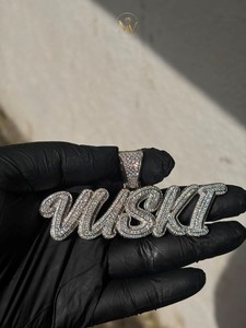 Custom Name <b>Pendant</b> Iced Out Script Letters VVS Moissanite 925 Sterling Silver Diamond Hip Hop Jewelry Necklace For <b>Men</b> - Product Image 3