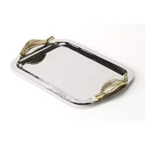 Bandeja Rectangular de Diseño para Interiores de Hogares Elegantes, Hoteles Boutique y Restaurantes, Plato de Servir Metálico Clásico - Product Image 1