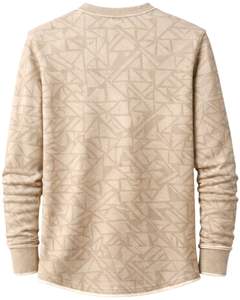 Sweat-shirt Henley imprimé géométrique personnalisé pour homme, manches longues, en molleton bouclette, coupe classique, haut décontracté, vêtements d'hiver pour homme, nouveauté - Product Image 2