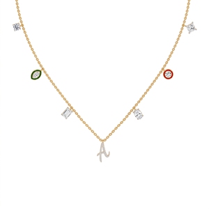 The Initial Trinket <b>Necklace</b> for <b>Women</b> <b>Sterling</b> <b>Silver</b> 9KT,10KT, 14KT,18KT Lab Grown Mix Cut Diamond Luxury Anniversary Jewelry - Product Image 2
