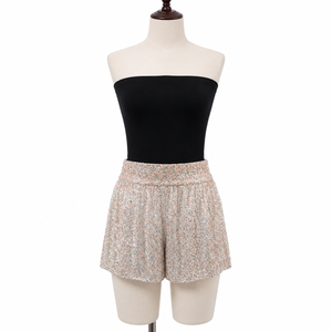 Women's Sparkly <b>Sequin</b> High Waist <b>Shorts</b> Elegant Pleated Wide Leg Party Evening Clubwear Glitter Fashion Bottoms for Wedding - Product Image 1