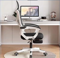 360 °   Chaise ergonomique pivotante moderne de haute qualité avec cadre en maille noire ou blanche personnalisable, dotée d'un repose-pieds
