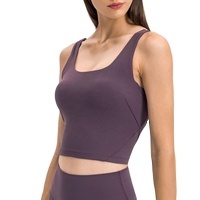 wholesale super quality oem fashion sports <b>gym</b> yoga work out vest sexy crop women's girls plain tank top breathable - Product Image 3