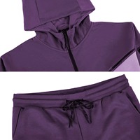 Survêtement unisexe violet uni à blocs de couleur, fermeture éclair intégrale, col montant, vêtement de sport décontracté avec poches latérales, coupe classique pour l'automne