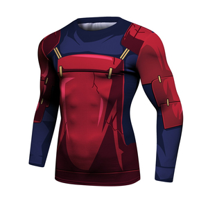 Men Full Sleeve Red <b>Blue</b> Sublimation Printed Rash Guard Quick Dry Polyester Sport Shirt Adult Unisex OEM Service Rash Guard - Product Image 1