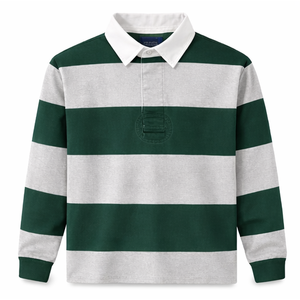 Camiseta de Rugby a Rayas de Manga Larga Casual para Hombre, 100% Algodón Orgánico Teñido en Hilo, Transpirable, Cómoda, de Punto, Polo al por Mayor - Product Image 6