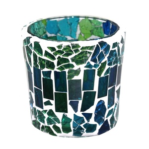 Vente chaude Blanc En Bois Enduit Verre À La Main Forme Ronde Décoratif Votive Titulaire Écologique De Noël - Product Image 3