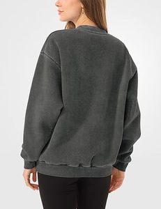 Sweat-shirt oversize en molleton respirant pour femme, col rond, en coton doux, imprimé, style streetwear, avec logo personnalisé sur le devant, idéal pour l'hiver - Product Image 4