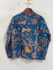 Elegant Floral <b>Velvet</b> Winter Jacket Warm Soft Cotton Lined High Neck Quilted <b>Coat</b> Statement <b>Women</b> Bohemian Outerwear - Product Image 3