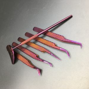 Purple High Quality Stainless Steel <b>Eyelash</b> Extension Tweezers Custom Logo Sustainable <b>Beauty</b> <b>Tool</b> Plasma Logo Slanted Volume - Product Image 4