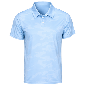 เสื้อโปโลแขนสั้นสีฟ้าอ่อนสำหรับผู้ชาย ทรงปกติ ผ้าถัก สไตล์ลำลอง สีพื้น ดีไซน์ปกเสื้อ - Product Image 1