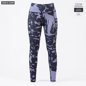Leggings de yoga imprimés à taille haute pour femmes, avec poches, compression, pour l'entraînement et le fitness, OEM ODM, marque privée, vente en gros - Product Image 1