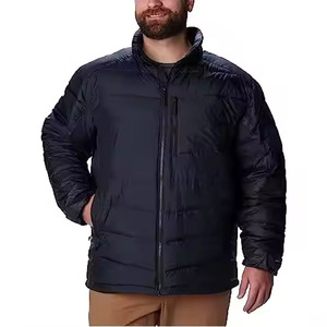 Men's Winter Puffer <b>Jacket</b> Solid Color Stand Collar Full Zip Thick Polyester Wadding <b>Casual</b> Outdoor Wear - Product Image 1