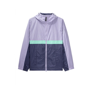 Custom Plus Size Breathable Windbreaker Jacket 100% Polyester Color <b>Block</b> Anorak Fur Zipper Hooded Stand Summer Wholesale - Product Image 5