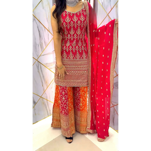 Women's Beautiful <b>Top</b> Plazzo Dupatta Set with Embroidery and <b>Sequins</b> Work - Product Image 2