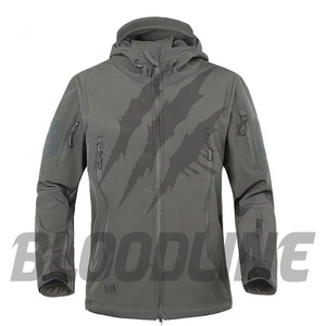 Veste à capuche pour homme, couleur tan, manches longues, avec imprimé griffe, coupe-vent, pour l'automne - Product Image 3